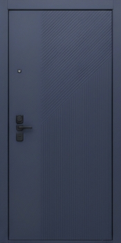Входная дверь со скрытыми петлями и отделкой МДФ темно-синего цвета